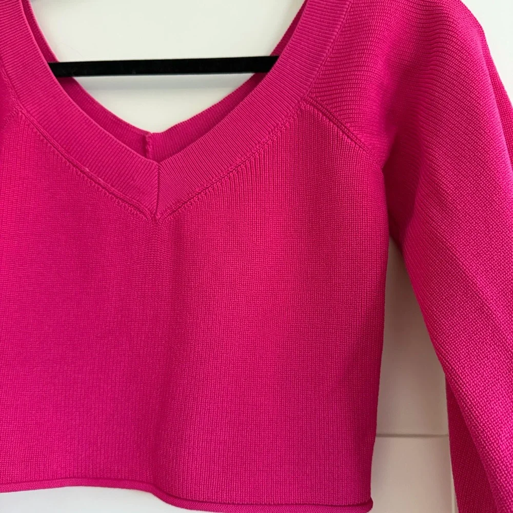 Pink Zara long sleeve crop knit wear - Picture 3 of 4